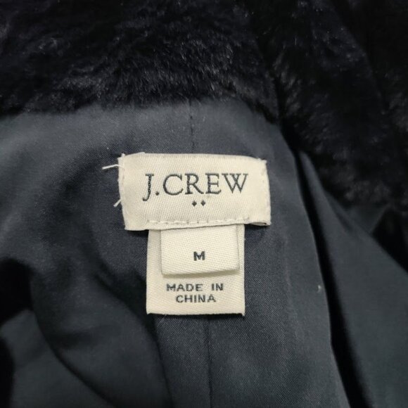J. Crew Cozy Navy Blue Soft Plush Faux Fur Zip Up Vest Women's Size Medium - Picture 4 of 10